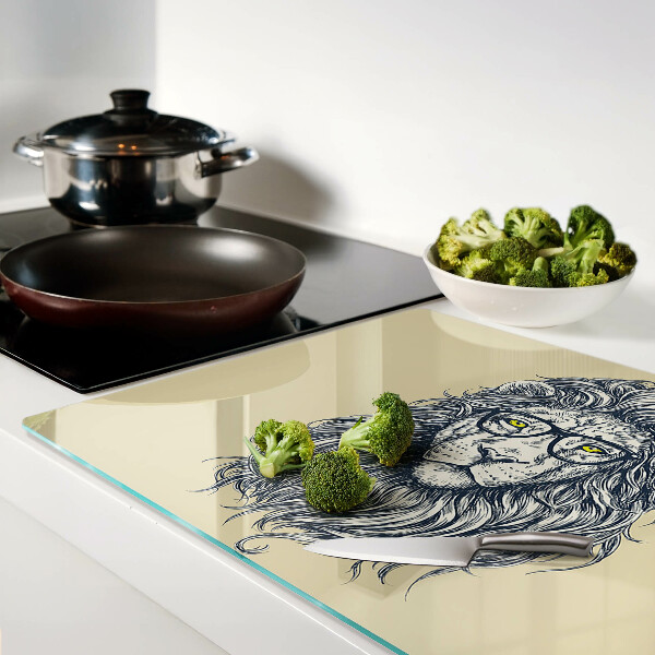 Szklana deska kuchenna Lew w okularach