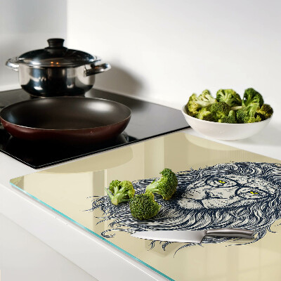 Szklana deska kuchenna Lew w okularach