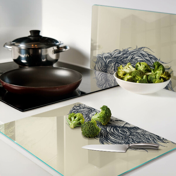 Szklana deska kuchenna Lew w okularach