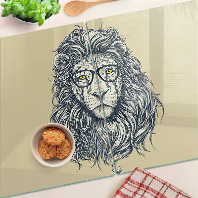 Szklana deska kuchenna Lew w okularach
