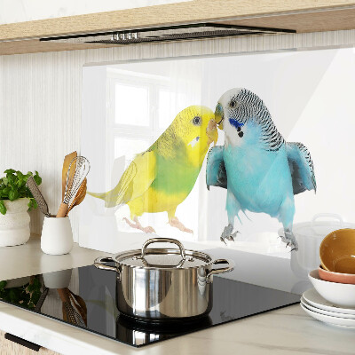 Deska kuchenna szklana Papugi w kolorach żółtym i niebieskim