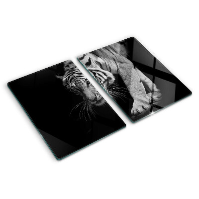 Glazen snijplanken Tijger in zwart-wit