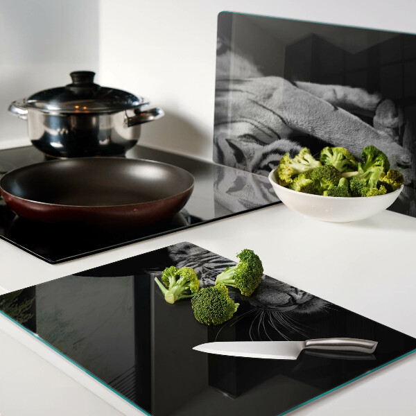 Glazen snijplanken Tijger in zwart-wit