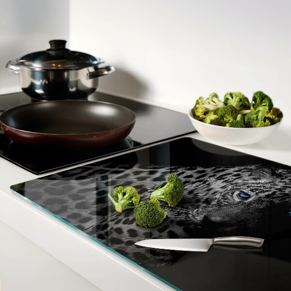 Szklana deska do krojenia Lewa pantera z niebieskimi oczami