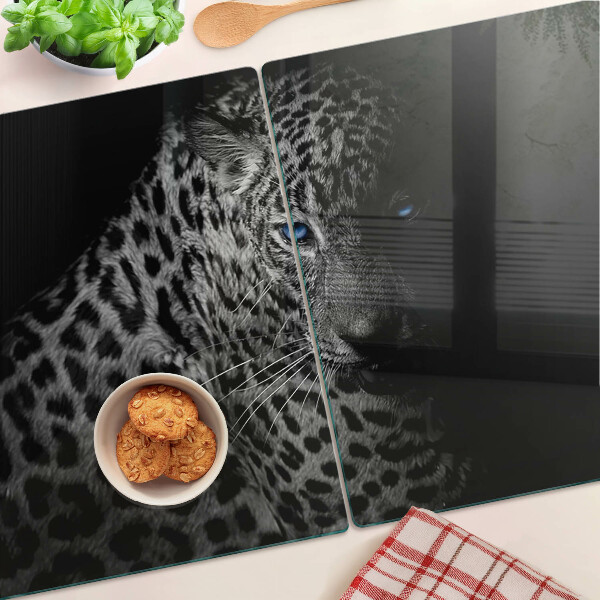 Szklana deska do krojenia Lewa pantera z niebieskimi oczami