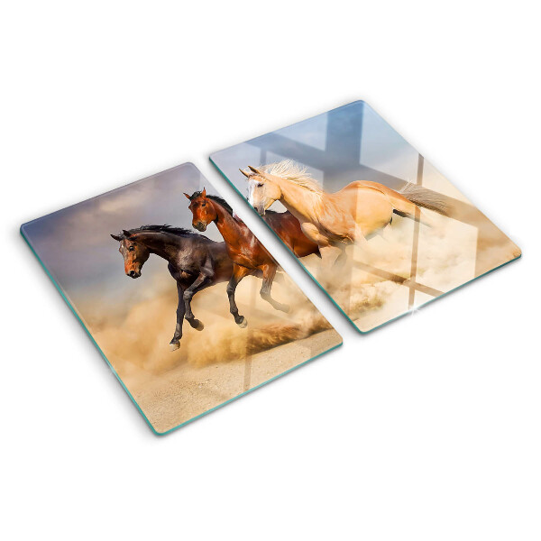 Szklana deska do krojenia Galopujące konie w ruchu