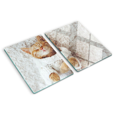 Szklana deska kuchenna Słodki kotek w sweterku