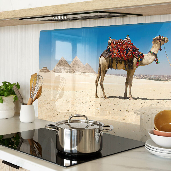 Deska kuchenna szklana Piramidy i wielbłąd na pustyni