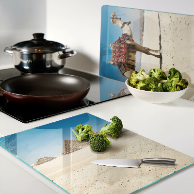 Deska kuchenna szklana Piramidy i wielbłąd na pustyni