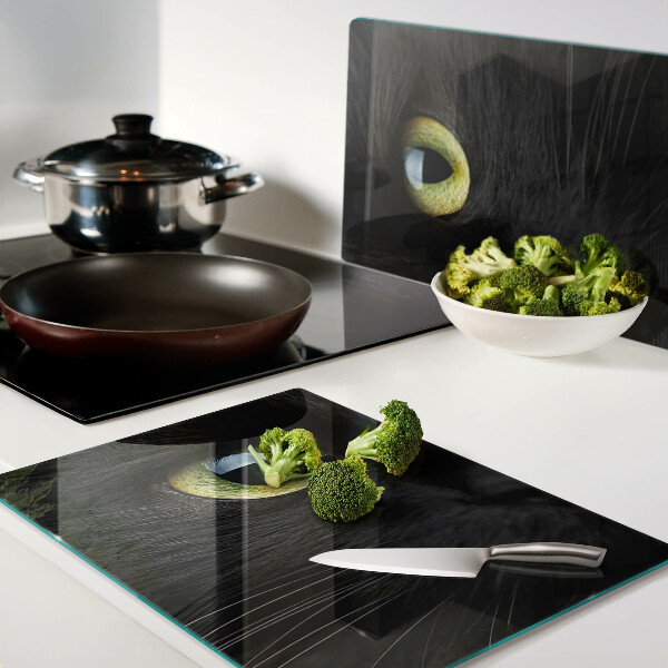 Deska kuchenna szklana Czarny kot z zielonymi oczami