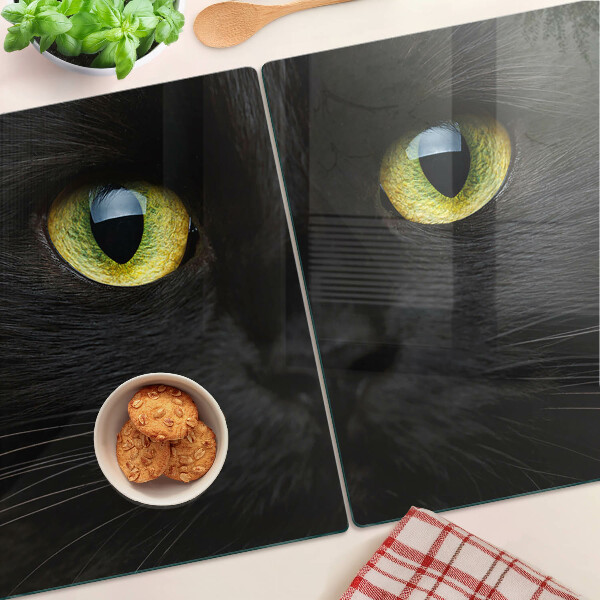 Deska kuchenna szklana Czarny kot z zielonymi oczami