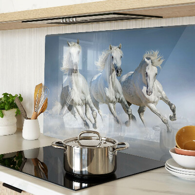 Szklana deska do krojenia Białe konie w galopie