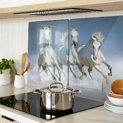 Szklana deska do krojenia Białe konie w galopie