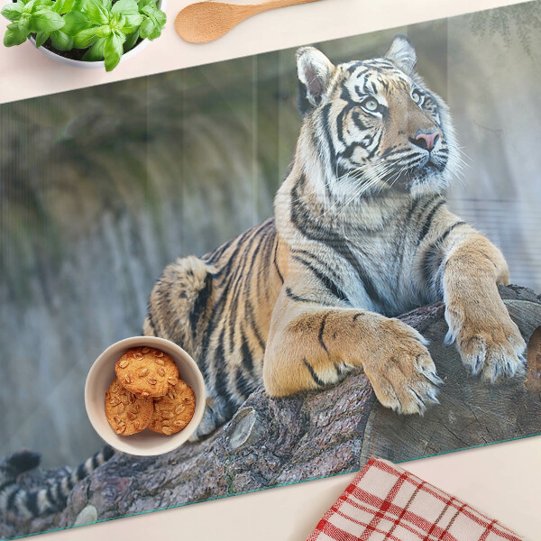 Deska kuchenna szklana Tygrys na pniu drzewa