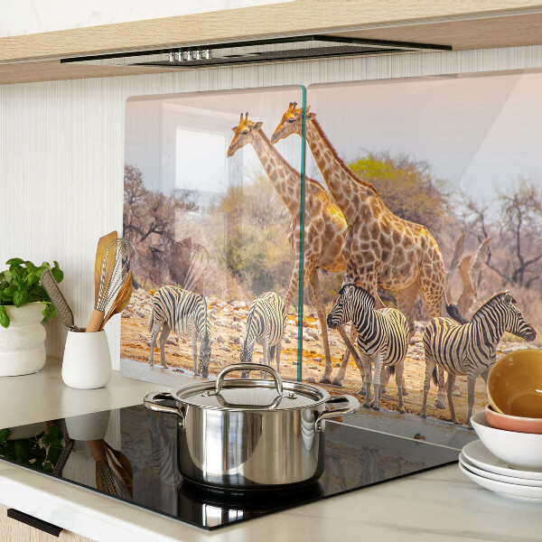 Szklana deska do krojenia Zebra i żyrafa w naturalnym środowisku