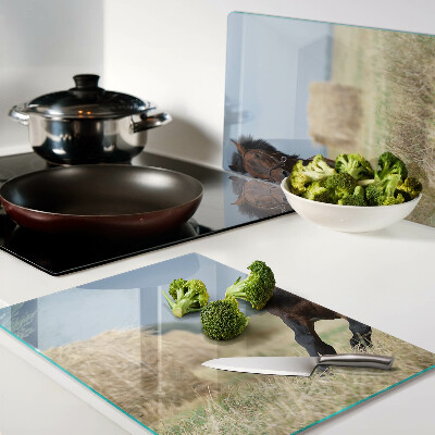 Szklana deska do krojenia Koń na łące