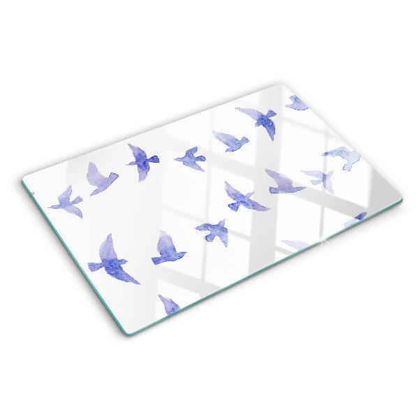 Snijplanken van glas Vogels in verschillende tinten blauw