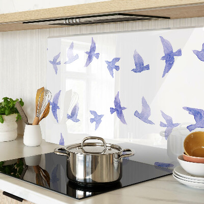 Snijplanken van glas Vogels in verschillende tinten blauw