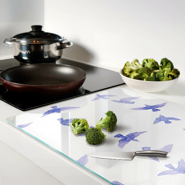 Snijplanken van glas Vogels in verschillende tinten blauw