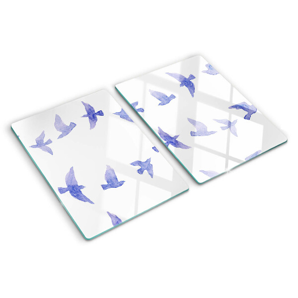 Snijplanken van glas Vogels in verschillende tinten blauw