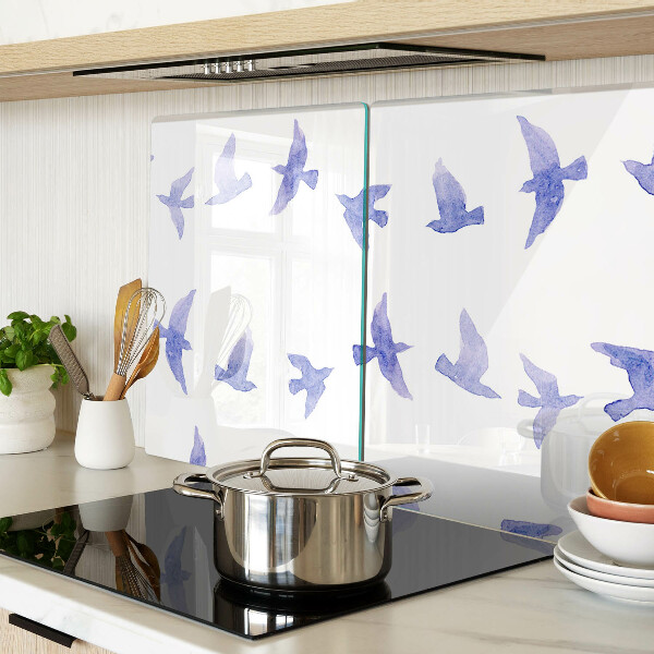 Szklana deska kuchenna Ptaki w odcieniach niebieskiego