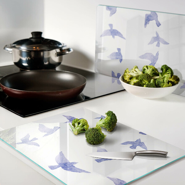Szklana deska kuchenna Ptaki w odcieniach niebieskiego