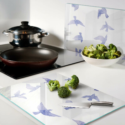 Snijplanken van glas Vogels in verschillende tinten blauw