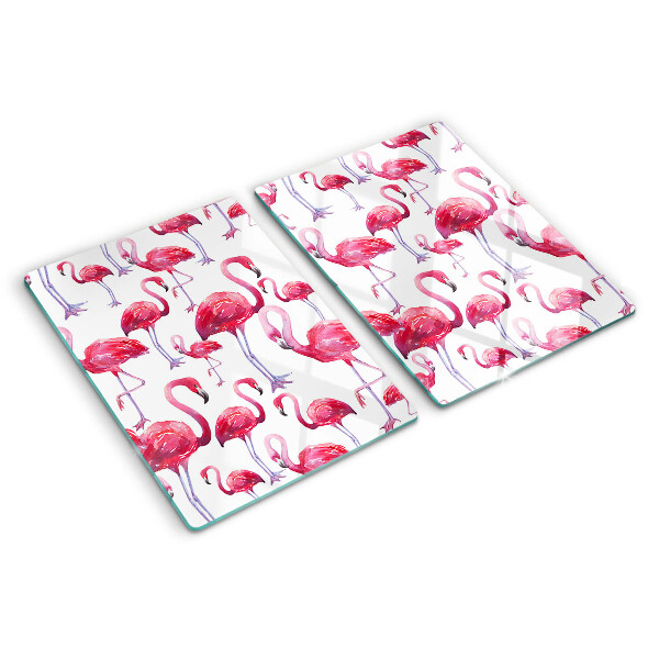 Szklana deska kuchenna Flamingi na białym tle
