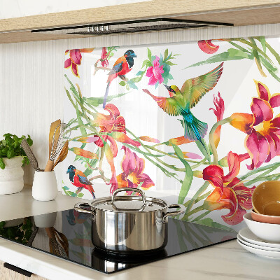 Glazen snijplanken Bloemen en exotische vogels