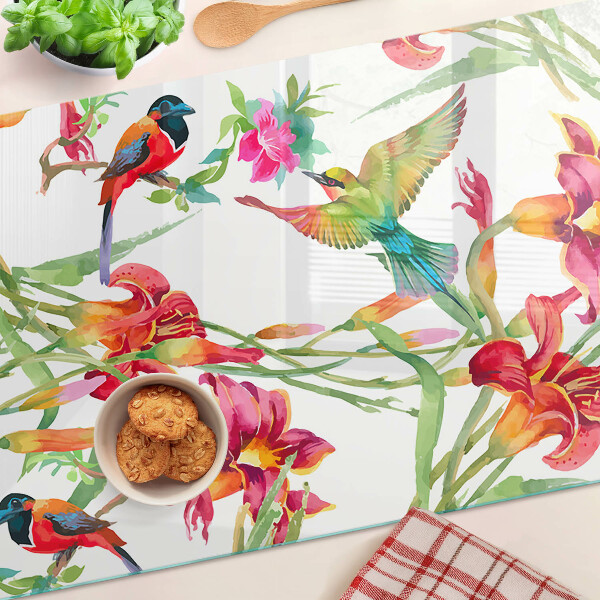 Glazen snijplanken Bloemen en exotische vogels