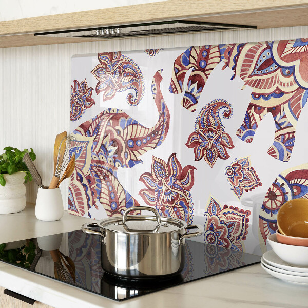 Deska kuchenna szklana Motyw paisley z kwiatami