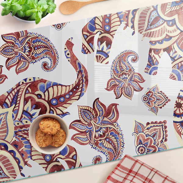 Deska kuchenna szklana Motyw paisley z kwiatami