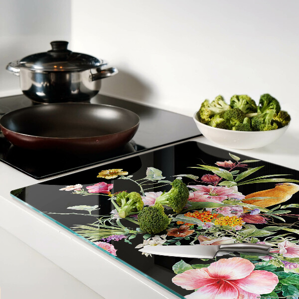 Snijplanken glas Bloemen en vogels