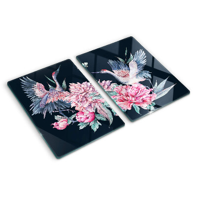 Szklana deska do krojenia Kwiaty i ptaki