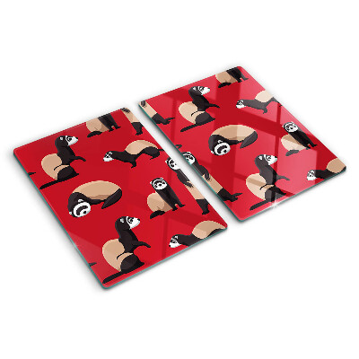 Szklana deska do krojenia Fretki na czerwonym tle