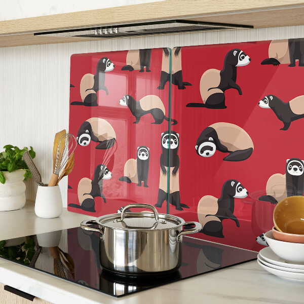 Szklana deska do krojenia Fretki na czerwonym tle