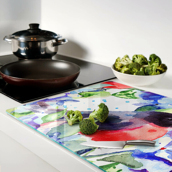 Snijplanken van glas Een vogel tegen een achtergrond van bloemen