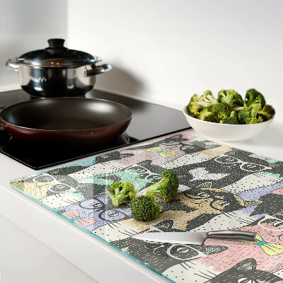 Szklana deska kuchenna Koty w okularach