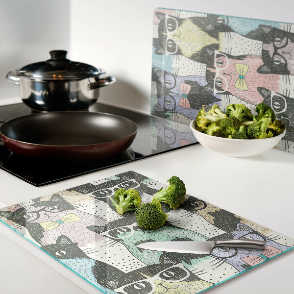 Szklana deska kuchenna Koty w okularach