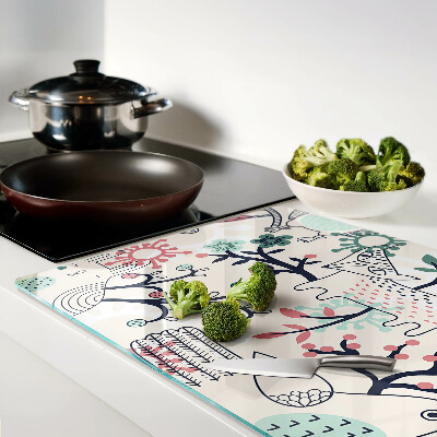 Deska kuchenna szklana Motyw leśnej fauny i flory