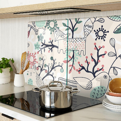 Deska kuchenna szklana Motyw leśnej fauny i flory