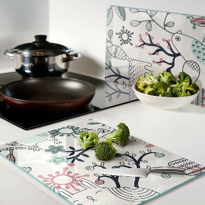 Deska kuchenna szklana Motyw leśnej fauny i flory