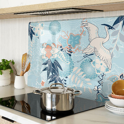 Snijplanken van glas Bloemen en vogels in oosterse stijl