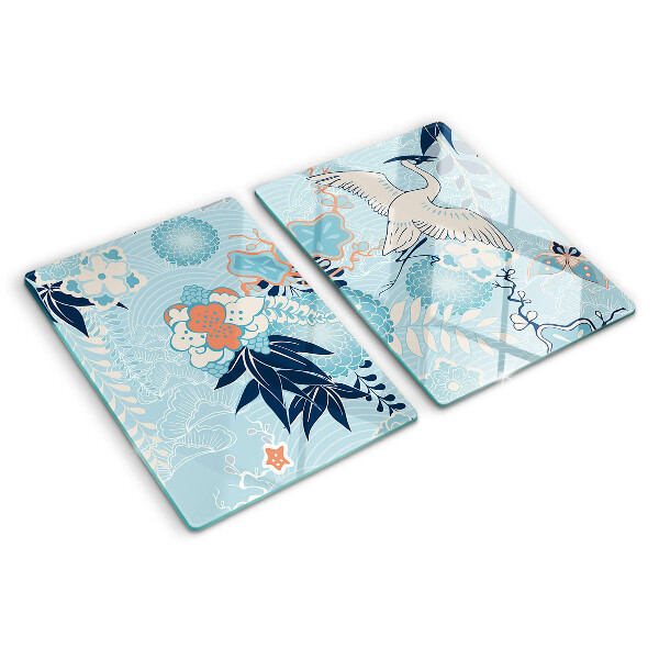 Snijplanken van glas Bloemen en vogels in oosterse stijl