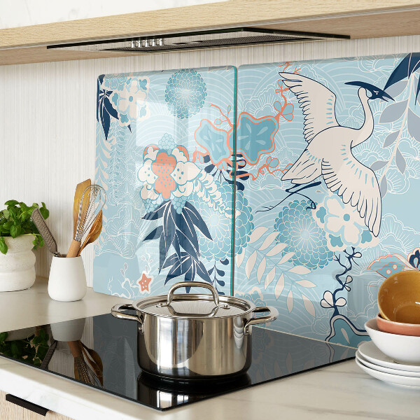 Snijplanken van glas Bloemen en vogels in oosterse stijl