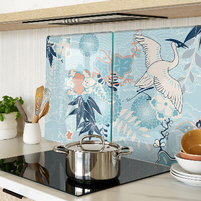 Snijplanken van glas Bloemen en vogels in oosterse stijl