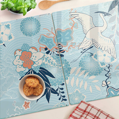 Snijplanken van glas Bloemen en vogels in oosterse stijl