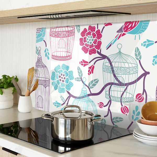 Snijplanken glas Vogel- en bloemenkooien