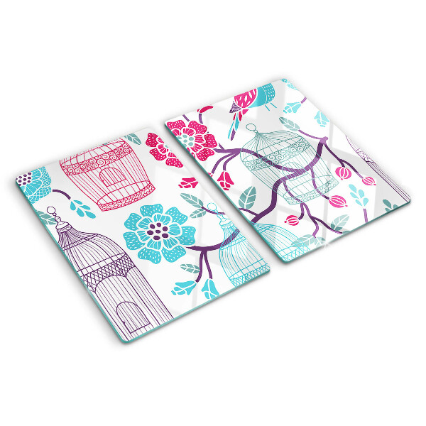 Snijplanken glas Vogel- en bloemenkooien