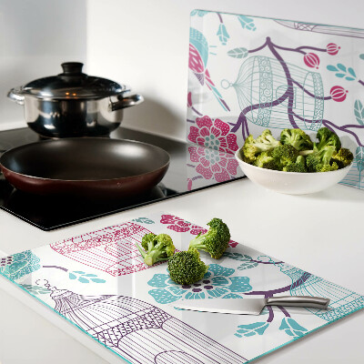 Snijplanken glas Vogel- en bloemenkooien